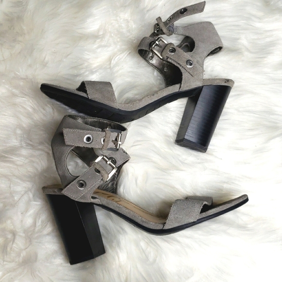 Sam Edelman Enya Strappy Gray Suede Sandals - Picture 1 of 8